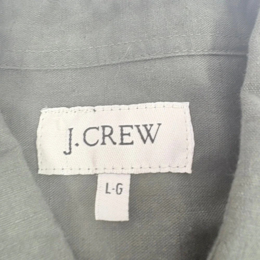 J. Crew Button Down‎ Shirt Mens L Olive Green Cabin Preppy Gorpcore Classic FLAW